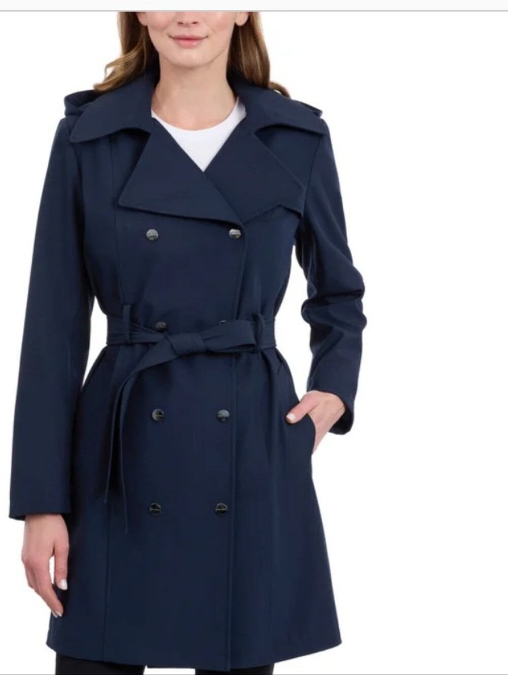 Calvin Klein Women's Hooded Trench Coat New